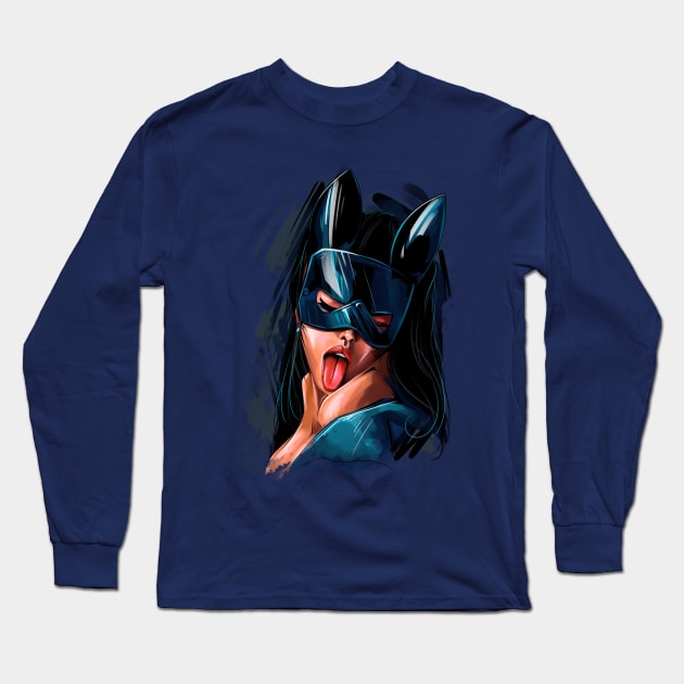 sexy cat girl Long Sleeve T-Shirt by Chack Loon